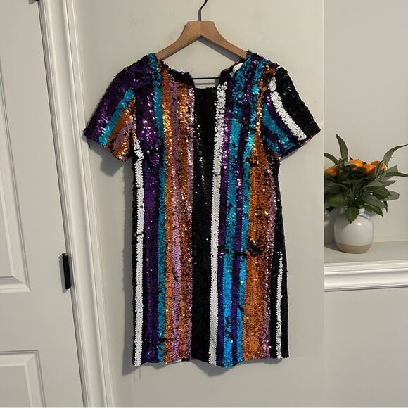 Karlie Striped Sequin Mini Dress Small - Picture 7 of 10